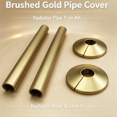 Kit di finitura per tubi del radiatore in plastica color oro spazzolato, manicotto per tubi divisi e anello correttore per fori a parete, set di coperture decorative per tubi di riscaldamento in aspetto metallico