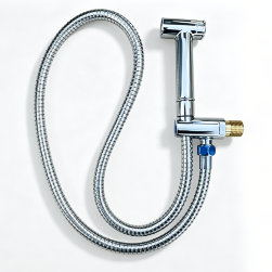 Set di spruzzatori per bidet portatili di vendita calda in Medio Oriente, pistola a spruzzo a pulsante in ottone cromato, tubo in acciaio inossidabile 304 da 1,2 m, kit di spruzzo per aumento della pressione per la pulizia della toilette domestica