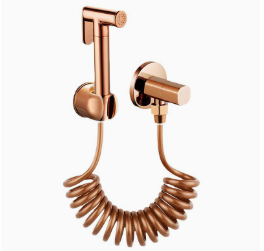 Spruzzatore per bidet WC in ottone oro rosa, pistola a spruzzo ad alta pressione con 1 valvola ad angolo di ingresso 1 uscita