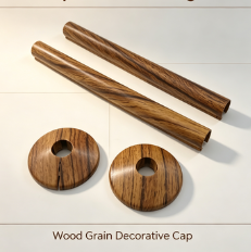 Set di coperture decorative per tubi in plastica con venature del legno, anello di copertura del foro del tubo del radiatore, collare per tubo diviso e manicotto per tubo per la decorazione della tubazione di riscaldamento